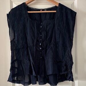 Free People Midnight Blue Blouse